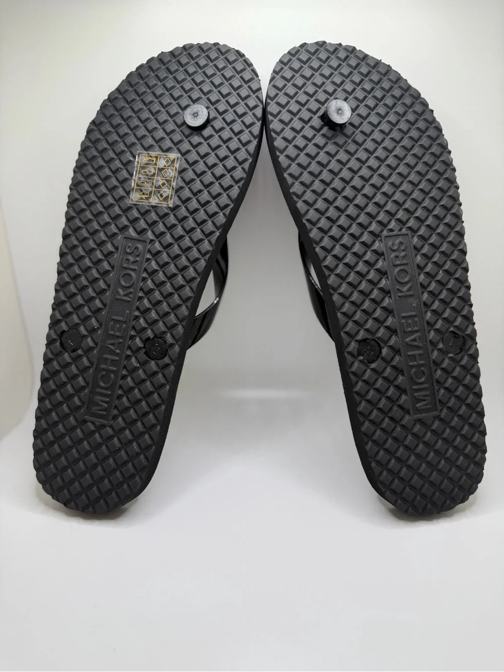 Michael Kors Black Monogram Logo Flip Flops